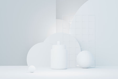 3d render of blank cosmetics skincare product or packaging for mock up. Beauty soap and spa concept. Lotion oil moisture for skin health. Premium and luxury design for branding.の写真素材