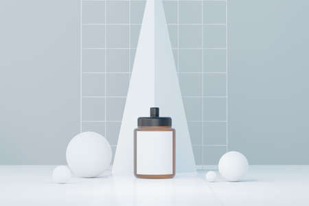 3d render of blank cosmetics skincare product or packaging for mock up. Beauty soap and spa concept. Lotion oil moisture for skin health. Premium and luxury design for branding.の写真素材