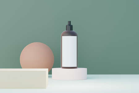 3d render of blank cosmetics skincare product or packaging for mock up. Beauty soap and spa concept. Lotion oil moisture for skin health. Premium and luxury design for branding.の写真素材
