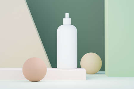 3d render of blank cosmetics skincare product or packaging for mock up. Beauty soap and spa concept. Lotion oil moisture for skin health. Premium and luxury design for branding.の写真素材