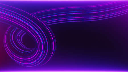 3d render of flash neon and light glowing on dark scene. Speed light moving lines.の写真素材