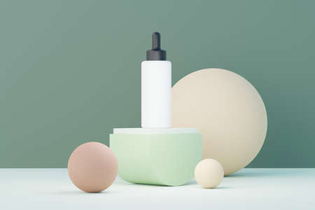 3d render of blank cosmetics skincare product or packaging for mock up. Beauty soap and spa concept. Lotion oil moisture for skin health. Premium and luxury design for branding.の写真素材