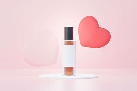 3d render of blank cosmetics skincare product or packaging for mock up. Beauty soap and spa concept. Lotion oil moisture for skin health. Premium and luxury design for branding.の写真素材