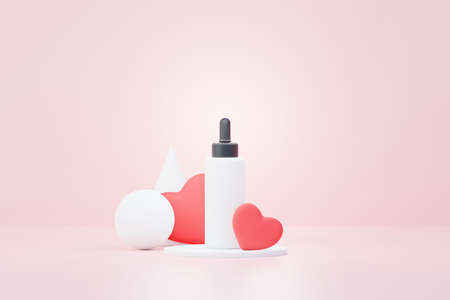 3d render of blank cosmetics skincare product or packaging for mock up. Beauty soap and spa concept. Lotion oil moisture for skin health. Premium and luxury design for branding.の写真素材