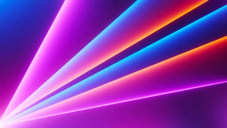3d render of flash neon and light glowing on dark scene. Speed light moving lines.の写真素材