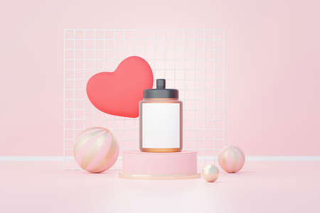 3d render of blank cosmetics skincare product or packaging for mock up. Beauty soap and spa concept. Lotion oil moisture for skin health. Premium and luxury design for branding.の写真素材