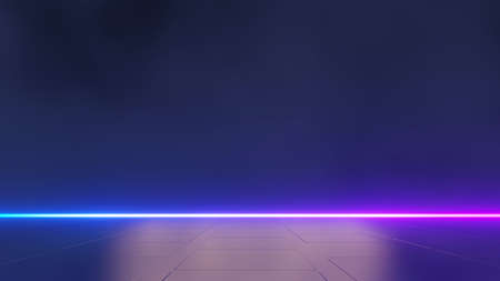 3d render of flash neon and light glowing on dark scene. Speed light moving lines.の写真素材