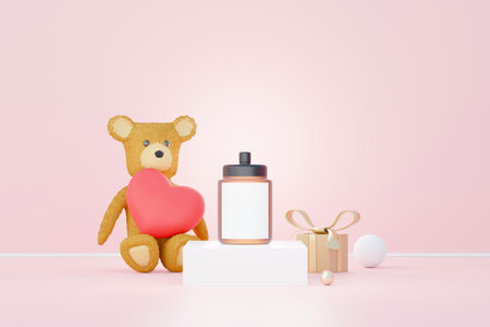 3d render of blank cosmetics skincare product or packaging for mock up. Beauty soap and spa concept. Lotion oil moisture for skin health. Premium and luxury design for branding.の写真素材