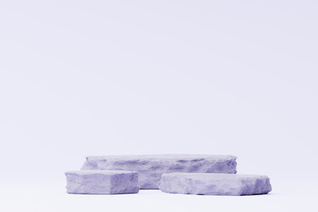 3d render Pastel Purple minimal background with podium stand. Purple stage platform for cosmetic product presentation and advertising. Studio scene with showcase pedestal in clean design.の写真素材