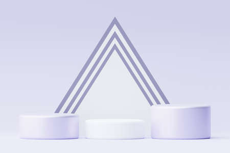 3d render Pastel Purple minimal background with podium stand. Purple stage platform for cosmetic product presentation and advertising. Studio scene with showcase pedestal in clean design.の写真素材