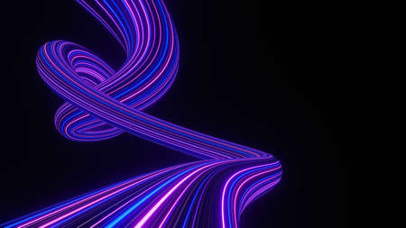3d render of illuminated neon and light glowing on dark scene. Speed light moving lines. Abstract simple Colorful lighting neon background.の写真素材