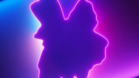 Abstract colorful neon glowing light background. Speed light illuminated. Florescent on the dark scene. Curvy moving line shape. 3D render.の写真素材