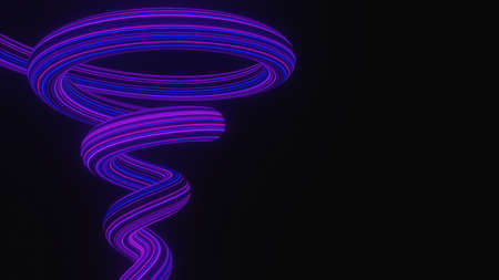 Abstract colorful neon glowing light background. Speed light illuminated. Florescent on the dark scene. Curvy moving line shape. 3D render.の写真素材