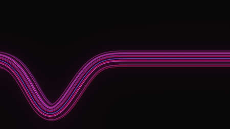 Abstract colorful neon glowing light background. Speed light illuminated. Florescent on the dark scene. Curvy moving line shape. 3D render.の写真素材