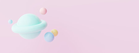 3d render of pastel ball, soaps bubbles, blobs that floating on the air isolated on pastel background. Abstract scene.の写真素材
