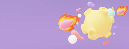 3d render of planet star and moon  that floating on the air at night with purple lilac background. Abstract scene of pastel ball, bubble soaps , or blobs in pastel colors. Magic scene.の写真素材