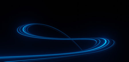 3d render of flash neon and light glowing on dark scene. Speed light moving lines.の写真素材