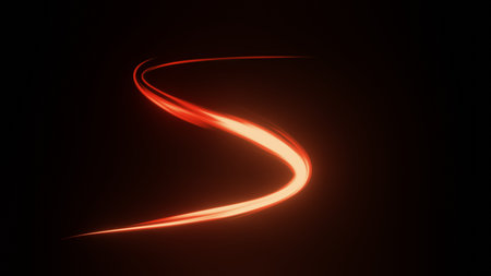 3d render of flash neon and light glowing on dark scene. Speed light moving lines.の写真素材