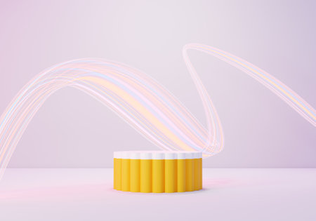 3d render abstract display podium platform for  product presentation and advertising. Minimal scene backdrop with clean design. Vacant pedestal for mock up. Empty stage with pastel color for cosmetic.の写真素材