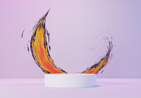 3d render abstract display podium platform for  product presentation and advertising. Minimal scene backdrop with clean design. Vacant pedestal for mock up. Empty stage with pastel color for cosmetic.の写真素材