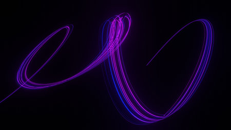 3d render of flash neon and light glowing on dark scene. Speed light moving lines.の写真素材
