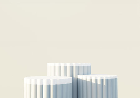 3d render abstract display podium platform for  product presentation and advertising. Minimal scene backdrop with clean design. Vacant pedestal for mock up. Empty stage with pastel color for cosmetic.の写真素材