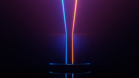 3d render motion line of speed and power or light trails. High-speed light with curve movement beam. 5G Technology fast and futuristic background. Abstract motion blur.の写真素材
