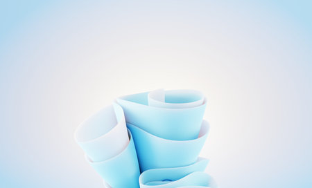 3d render swirl curve wavy backgrounds in trendy and minimal clean design. Abstract silk fabric...