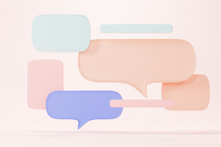 3d render of bubble chat or talk bar with notification. Social media platform with comment....
