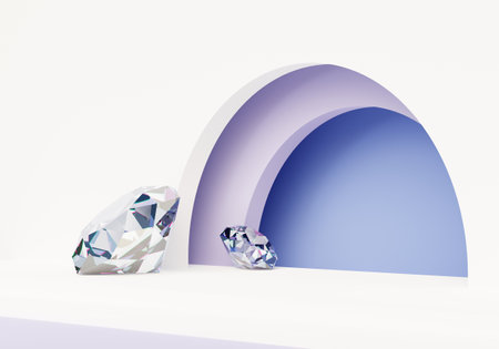 3d render abstract display podium platform for  product presentation and advertising. Minimal scene backdrop with clean design. Vacant pedestal for mock up. Empty stage with pastel color for cosmetic.の写真素材