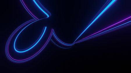 3d render motion line of speed and power or light trails. High-speed light with curve movement beam. 5G Technology fast and futuristic background. Abstract motion blur.の写真素材