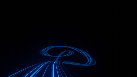 3d render motion line of speed and power or light trails. High-speed light with curve movement beam. 5G Technology fast and futuristic background. Abstract motion blur.の写真素材
