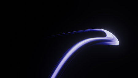 3d render motion line of speed and power or light trails. High-speed light with curve movement beam. 5G Technology fast and futuristic background. Abstract motion blur.の写真素材