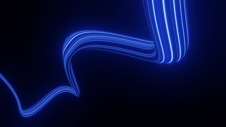 3d render motion line of speed and power or light trails. High-speed light with curve movement beam. 5G Technology fast and futuristic background. Abstract motion blur.の写真素材