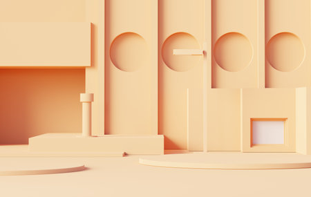 3d render abstract display podium platform for product presentation and advertising. Minimal scene...