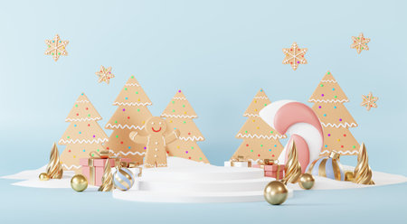 Christmas backgrounds with podium stage platform in minimal New year event theme. Merry Christmas...