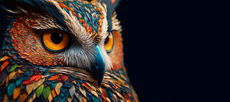 Abstract animal Owl portrait with colorful double exposure paint with Generative AI.の素材