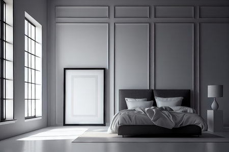 Minimal Living room with Home decoration. Cozy stylish with sofa and blank frame. Modern design background with Generative AI.の素材