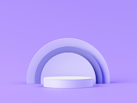 3D Render, Minimal Realistic pastel Display Podium for Product Mock up or Cosmetics Presentation in colorful pastel Studio, Cylinder pedestal showcase scene, geometric shapes background.の写真素材