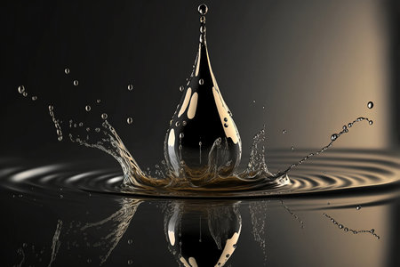 Cosmetics Hydro Essence water for moisturizer. Liquid splash bubble or molecule chemical structure on water background. Cosmetics Hydro power treatment. Purifying natural product. Generative AI.の素材