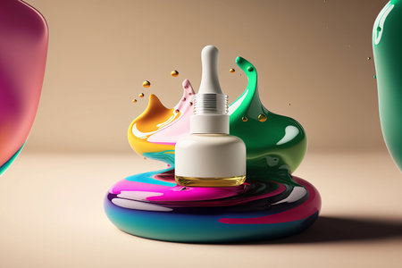 Blank cosmetics skincare product or packaging for mock up. Beauty soap and spa concept. Lotion oil moisture for skin health. Premium and luxury design. Generative AI.の素材