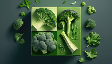 Healthy of varies raw organic vegetables with vegetarian concept, fresh ingredients for cook and meals, high vitamin and minerals, green hydroponics plants, with Generative Ai.の素材
