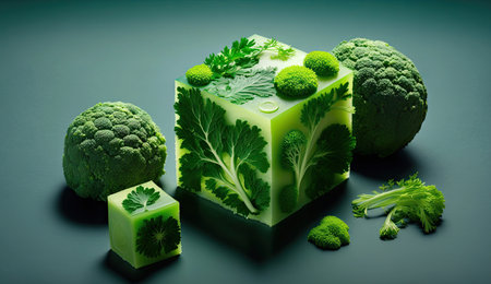 Healthy of varies raw organic vegetables with vegetarian concept, fresh ingredients for cook and meals, high vitamin and minerals, green hydroponics plants, with Generative Ai.の素材