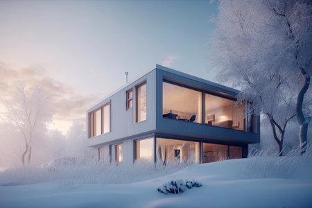 Modern Nordic house style fro exterior view, Architecture design for family, personal house for relaxing after work, beautiful sweet home with Generative Ai.の素材