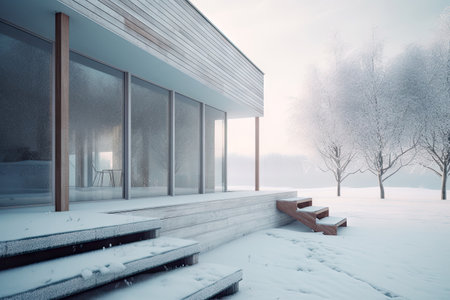 Modern Nordic house style fro exterior view, Architecture design for family, personal house for relaxing after work, beautiful sweet home with Generative Ai.の素材