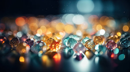 Abstract blurry Bokeh light background, glowing glitter light soft focus, shiny sparkle scene, blur effect, with Generative Ai.の素材