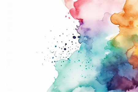 Abstract colorful splatter, paint, brush strokes watercolor, stain grunge isolated on white background, colored spray, variety of colors, with Generative AI.の素材