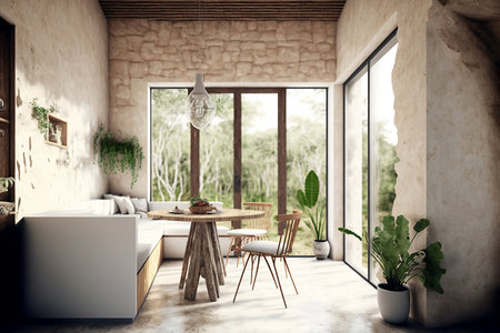 Minimal Living room with Home decoration. Cozy stylish with sofa and blank frame. Modern design background with Generative AI.の素材