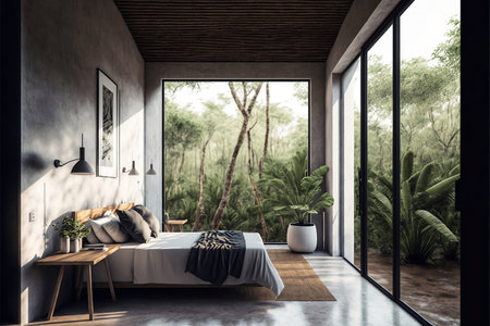 Minimal Living room with Home decoration. Cozy stylish with sofa and blank frame. Modern design background with Generative AI.の素材