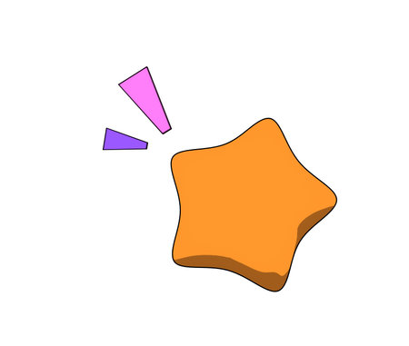 3d render shining star icon on purple background, decorative elements illustration, big sharping star style.の写真素材